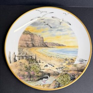 February on the Coast Decorative Plate with Gold Trim